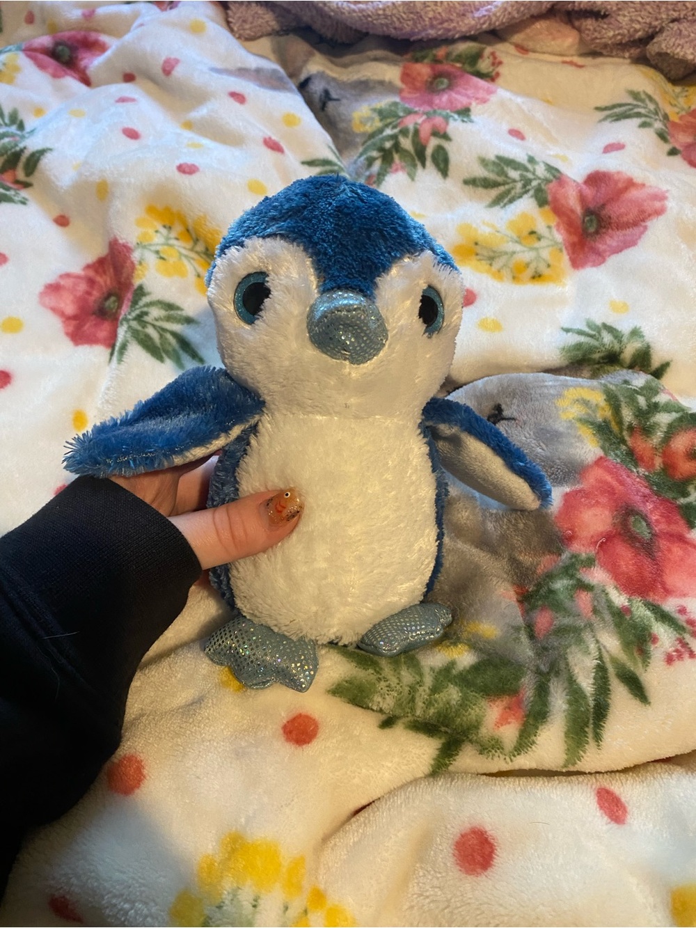 Blue and White Plush Penguin Small Pet Toy - Soft Cuddly Companion